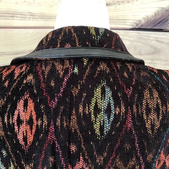 Christopher & Banks Black Colorful Patterned Leather Trim Vest Medium - Picture 6 of 9
